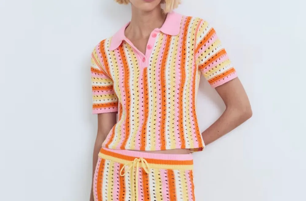 JERSEY CROCHET RAYAS BICOLOR (S)