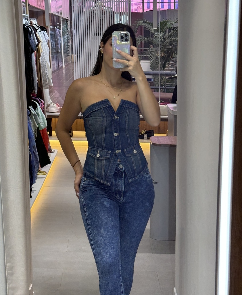 TOP DENIM STRAPPLE BOTONES