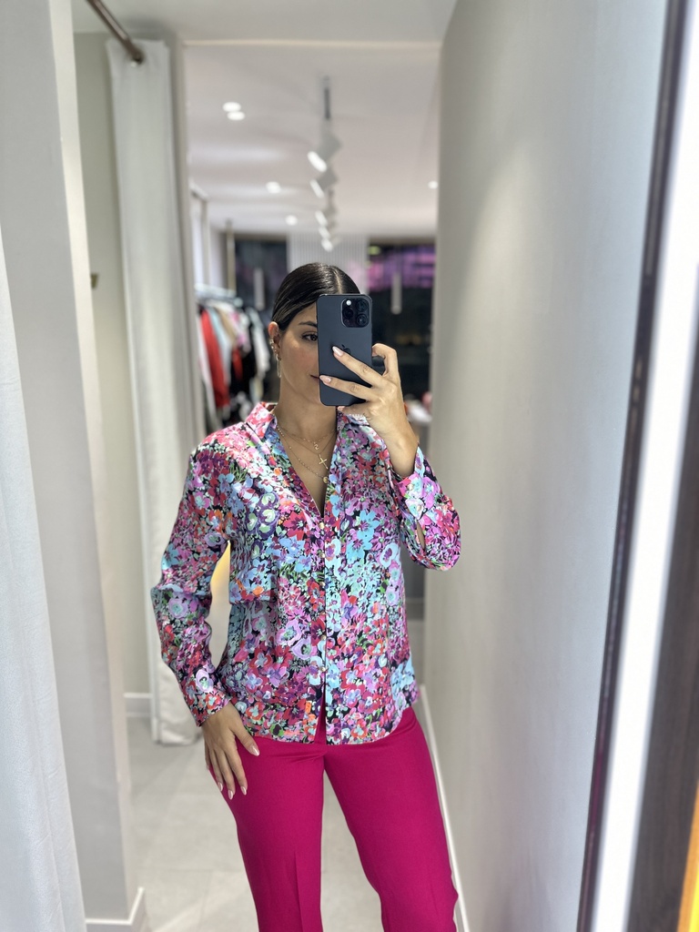CAMISA SATINADA ESTAMPADO FLORAL  (S)