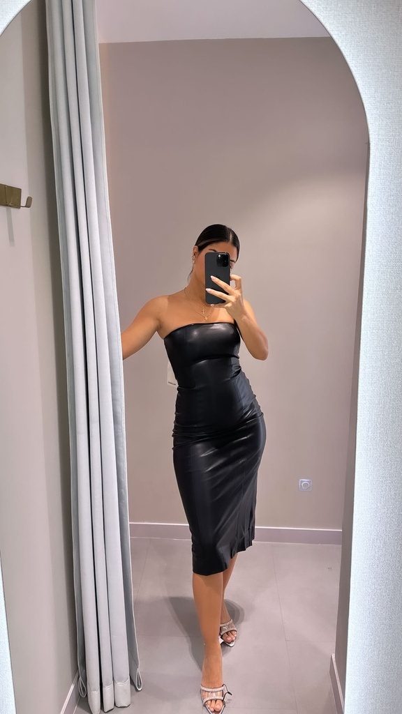 VESTIDO MIDI EFECTO PIEL 