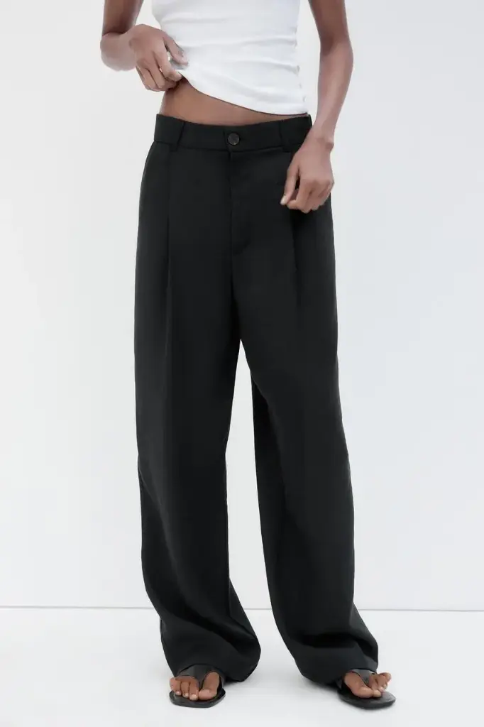PANTALON PLIEGUES NEGRO 