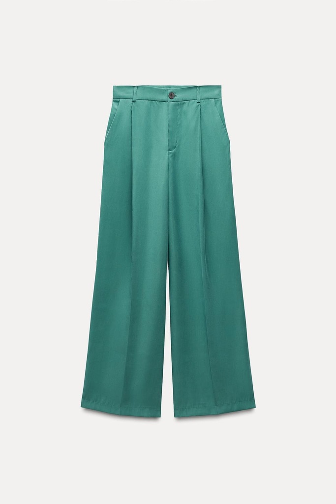 PANTALÓN FLUIDO PINZAS VERDE 