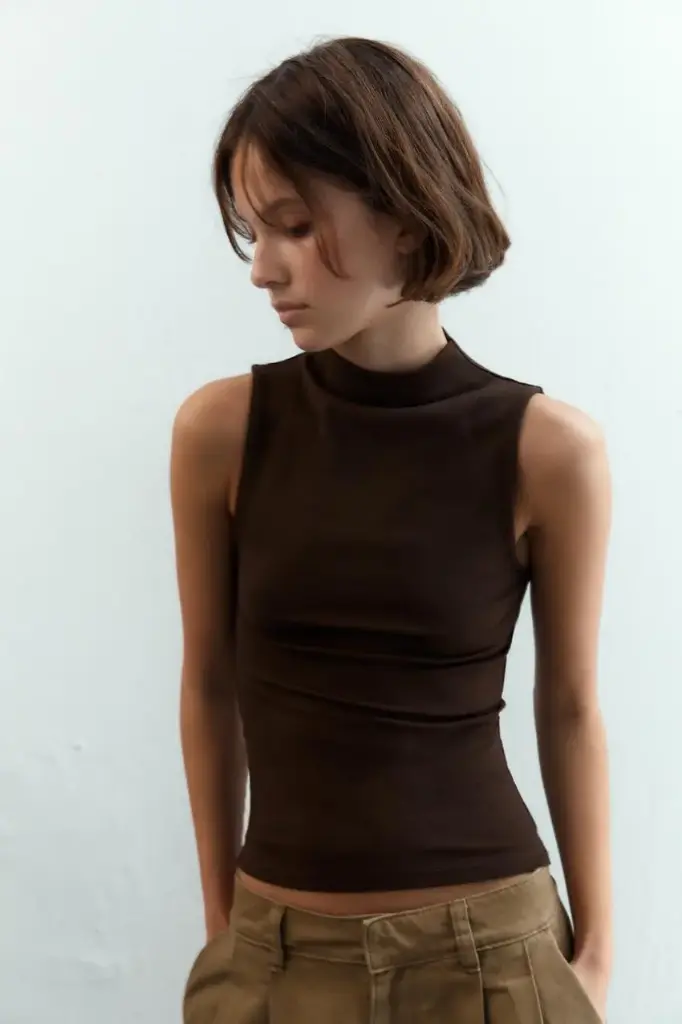 TOP ALGODON MODAL MARRON 