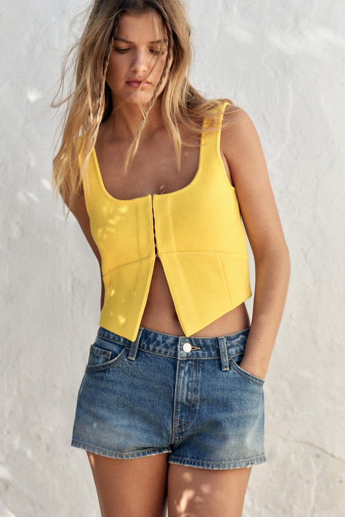 TOP CROP PUNTO LISO