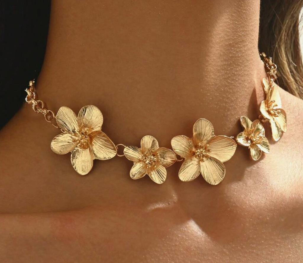 CHOKER FLORES DORADAS