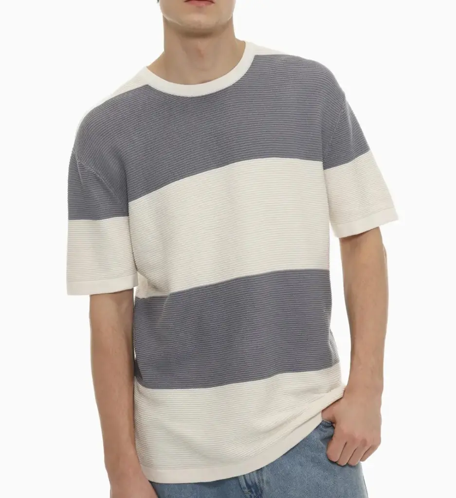 CAMISETA PUNTO TEXTURA AZUL