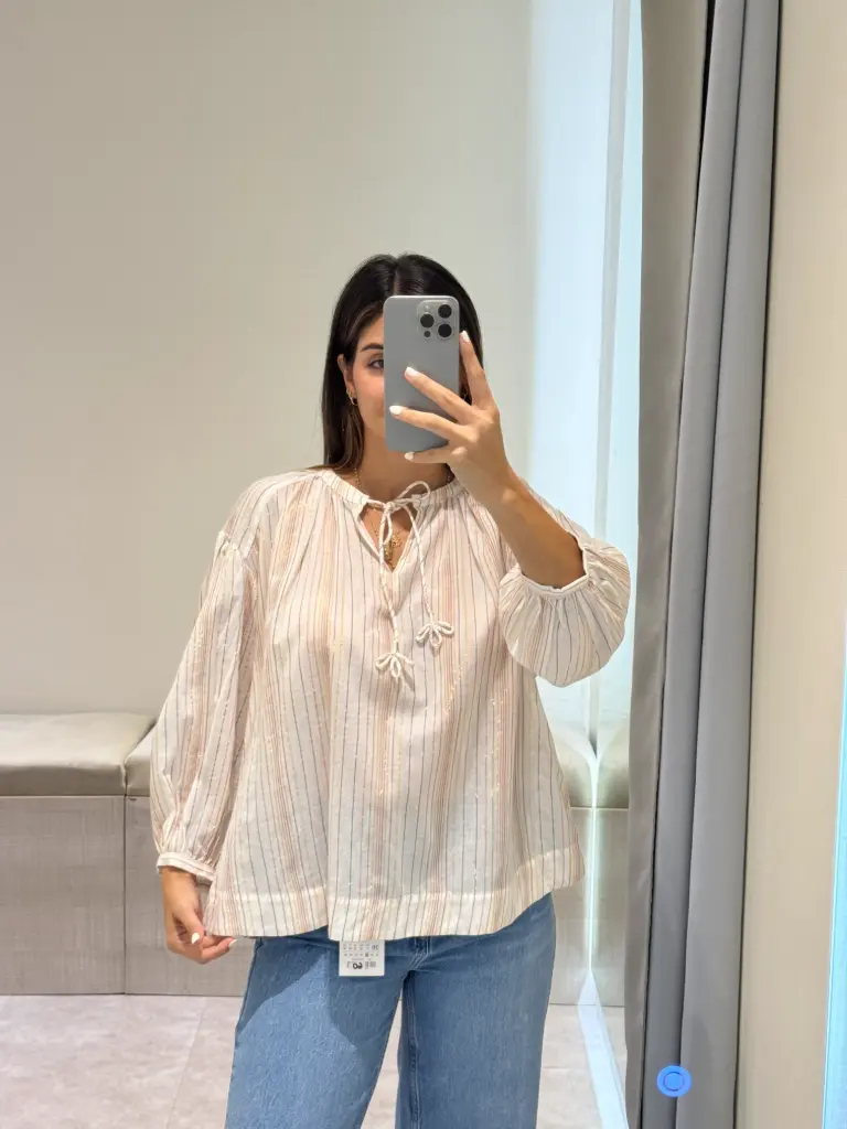 CAMISA LINO HILOS ROSA