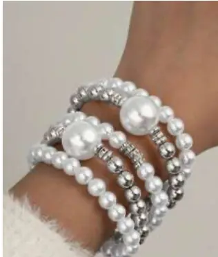 PULSERAS PERLA PLATA