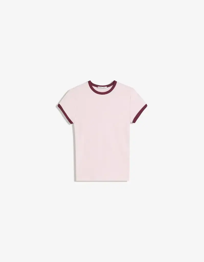 CAMISETA CUELLO REDONDO CONTRASTE ROSADO