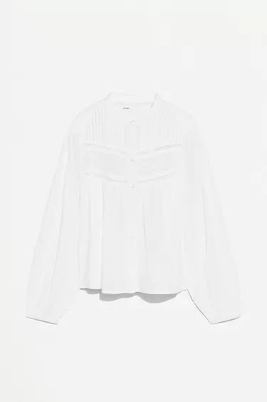 BLUSA CON ENCAJE Y BORDADO