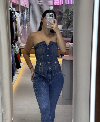 TOP DENIM STRAPPLE BOTONES