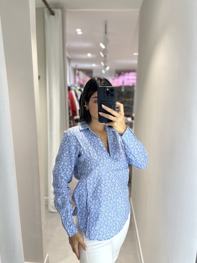CAMISA CUELLO V ESTAMPADO FLORES