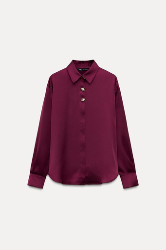 CAMISA SATINADA BOTÓN DORADO