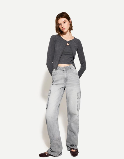 JEANS CARGO STRAIGHT GRIS