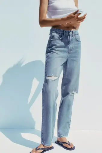 JEANS TRF MOM FIT ROTOS TIRO ALTO