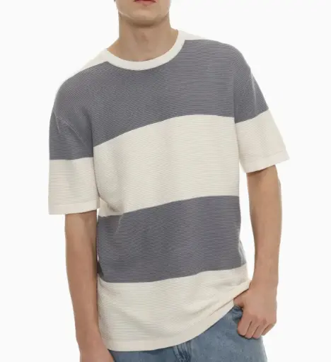 CAMISETA PUNTO TEXTURA AZUL